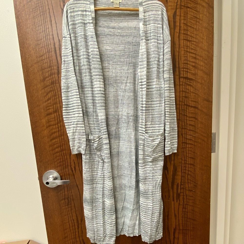 LUCKY‎ Brand black and white heather boho trench length open front cardigan
